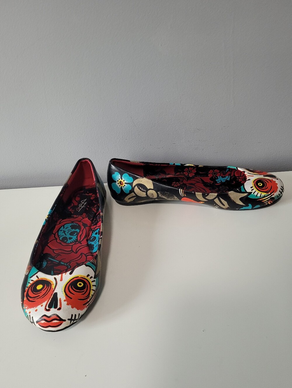 VINTAGE Iron Fist Sugar Skull Day of the Dead Ballet Flats